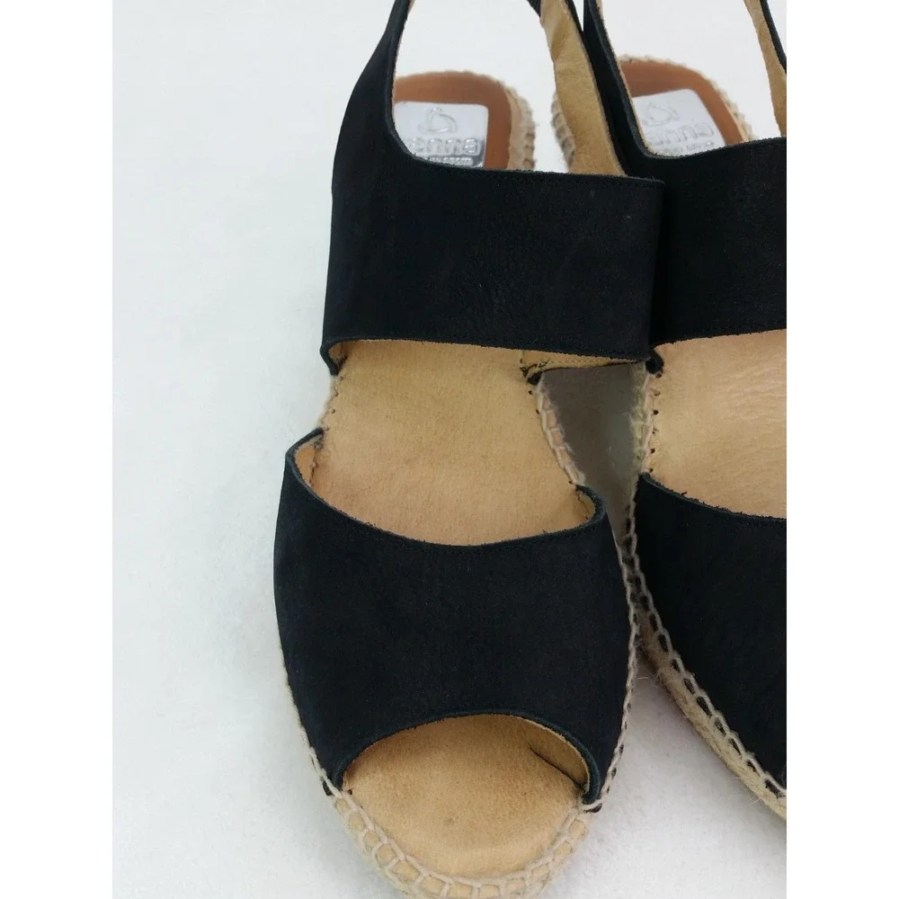 Women's Kanna Espadrilles Wedges Sandals Shoes Black Made In Spain Size 42 US 10
